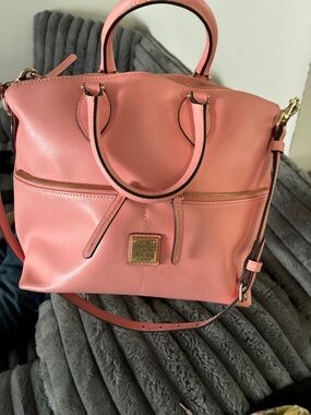 Dooney & Bourke Dillen Coral Pink Leather Satchel with Gold Hardware handbag